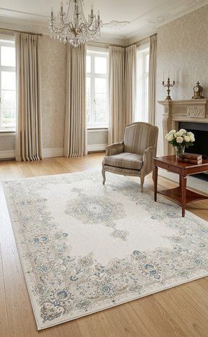 Килим Eko Carpet Palmira PLM 01 Cream Blue 160*230 80717 фото